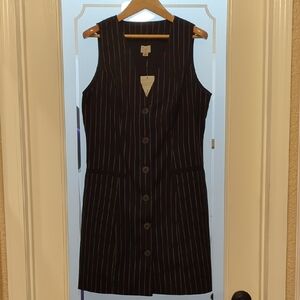 a new day Black And White Pinstripe Button-Down Dress